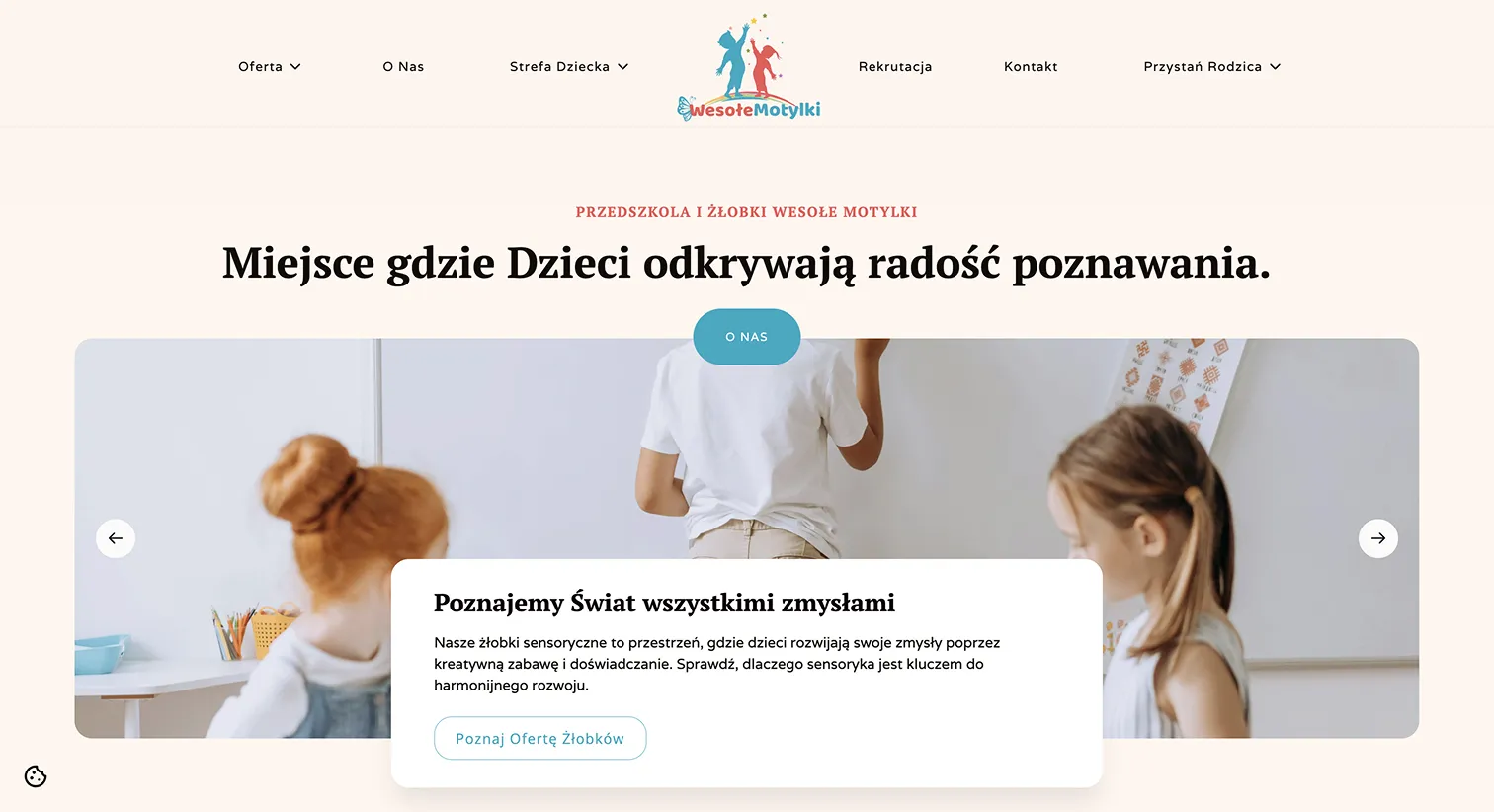 Landing Page of Wesole Motylki website